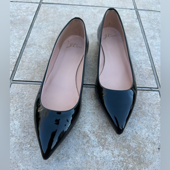 J.Crew Pointy Toe Flat in Black Paten - Picture 1 of 13